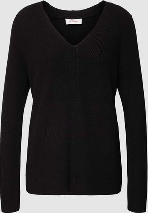 s.Oliver Red Label Strickpullover mit V-Ausschnitt in Black, Gr&ouml;&szlig;e 34