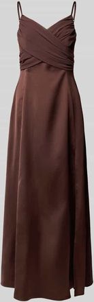 Rinascimento Rinascimento Abendkleid mit Drapierungen und V-Ausschnitt in Schoko, Gr&ouml;&szlig;e XL