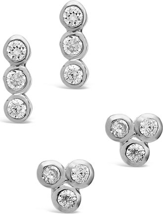 Sterling Forever Sterling Silver Bezel 2pc Earring Set