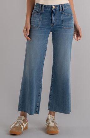 Kut from the Kloth Meg Raw Hem High Waist Ankle Wide Leg Jeans in Earn at Nordstrom Rack, Size 18 (Similar To 14W)