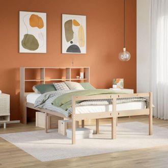 vidaXL Cama Con Estanter&iacute;a Sin Colch&oacute;n Madera Maciza De Pino 140x200cm Vidaxl