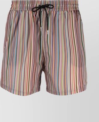 Paul Smith striped mid-length swim shorts with rear and side pockets