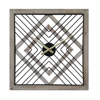Mobili Rebecca Mobili Rebecca - Rebecca Mobili Reloj De Pared Cuadrado De Metal Mdf Negro Marr&oacute;n Estilo Moderno
