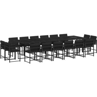 vidaXL Set De Muebles Jard&iacute;n 17 Pzas Con Cojines Rat&aacute;n Sint&eacute;tico Negro Vidaxl