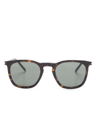 Saint Laurent Eyewear Occhiali da sole squadrati con effetto tartarugato - Marrone