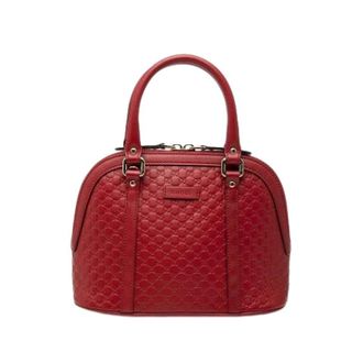 Gucci Pre-owned Embossed Leather Satchel - Dames - Pre-owned - Rood - Maat: ONE Size Leer