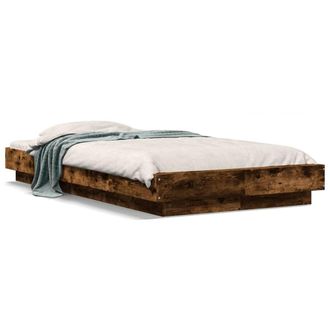 Berkfield Home Bed Frame without Mattress Smoked Oak 90x190 cm Single in Brown