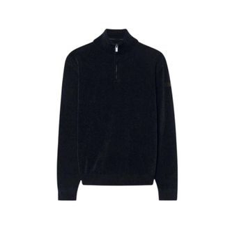 Roberto Ricci Design Trucker Collar Velvet Trui - Heren - Sweatshirts & Hoodies - Blauw - Maat: L Velours