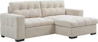 Vente-Unique Sof&aacute; cama rinconera y reversible en tela texturizada beige BRISAMA