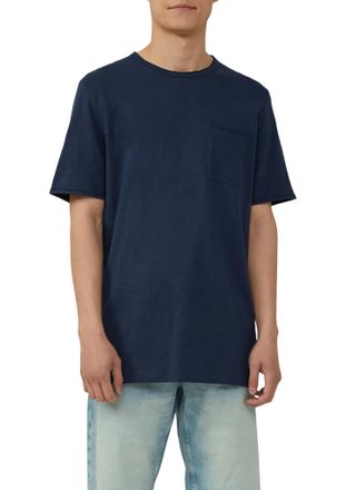 s.Oliver T-Shirt S.OLIVER, Herren, Gr. XL, blau (dunkelblau), Jersey, Obermaterial: 100% Baumwolle, regular fit, Rundhals, offene Kante, Shirts T-Shirt, mit of