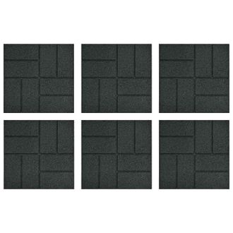 vidaXL Piedra Decorativa 6 Pcs Negro 40,5 X 40,5 X 2 Cm Goma Vidaxl