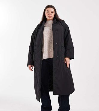 Only ONLY Curve - Cappotto taglio lungo allacciato in vita nero