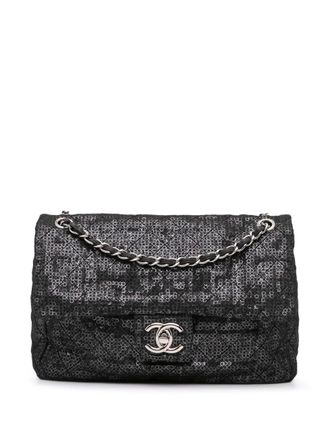 Chanel 2008-2009 Maxi Hidden Sequins Mesh Flap schoudertas - Zwart