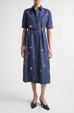 Altuzarra Kieran Embellished Belted Denim Shirtdress in 000479 Midnight at Nordstrom, Size 12 Us