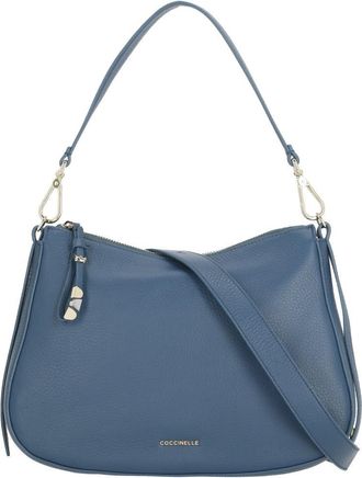 Coccinelle Compact Blue Leather Shoulder Bag With Versatile Strap Options