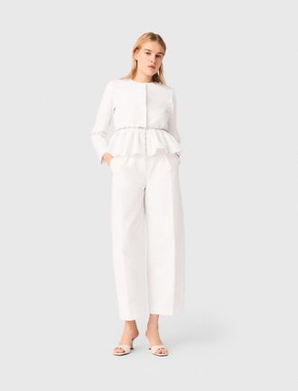 Maje Cropped Jacket With Jewelled Belt - White - Maje