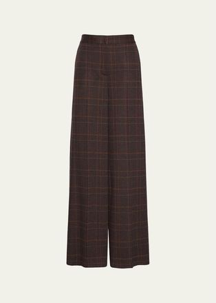 Max Mara Check Wool Wide-Leg Pants