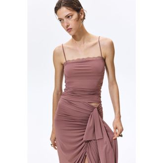 H&M Lace-trimmed Strappy Top in Dark Dusty Pink at Nordstrom, Size X-Large