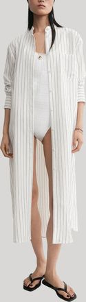 Toteme Striped Summer Tunic In White/ Oyster