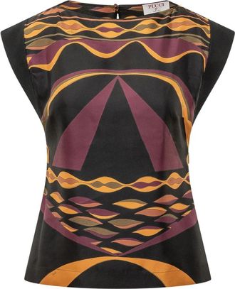 Pucci Dune Print Zijden Top - Dames - Tops zonder mouwen - Veelkleurig - XL - Tops