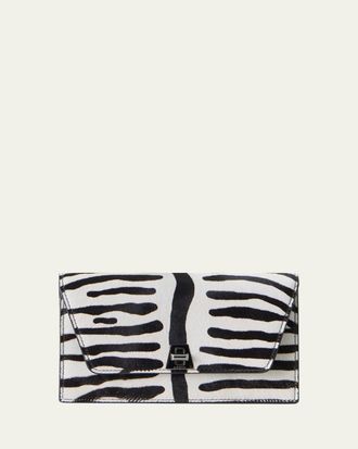 Akris Zebra-Print Calf Hair Clutch Bag