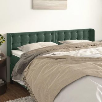 vidaXL Cabecero De Terciopelo Verde Oscuro 203x16x78/88 Cm Vidaxl