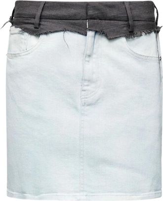 Maison Margiela Denim Mini Rok - Dames - Spijkerrokken - Blauw - 2XS - Denim - Rokken