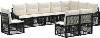 vidaXL Conjunto De Sof&aacute;s De Jard&iacute;n 10 Uds. Negro Rat&aacute;n Sint&eacute;tico Vidaxl