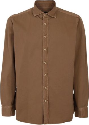 Bastoncino Gabardina Stretch - Heren - Casual Overhemden - Bruin - M - Overhemden
