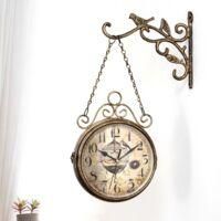 OEM Reloj De Estaci&oacute;n De Doble Cara, 20,3 Cm, Hierro Forjado De Estilo Retro. Esfera De Doble Cara Para Una F&aacute;cil Lectura. Para Montaje En Pared, Tanto En