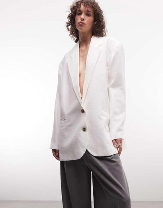 Monki Blazer comodo bianco sporco-Neutro