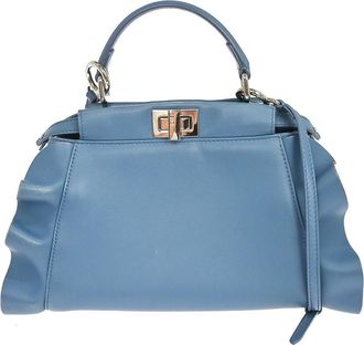 Fendi Peekaboo Leather Blue Leather Handbag (Pre-Owned)