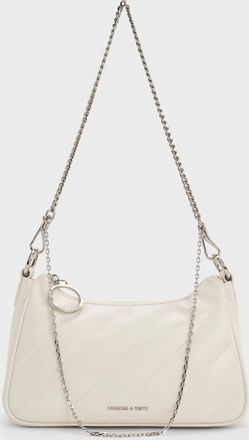 Charles & Keith Philomena Crinkle-Effect Chain-Strap Crossbody Bag