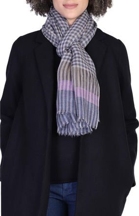 Vismaya Woven Wool Fringe Scarf in Dark Blue at Nordstrom Rack