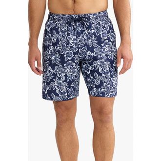 Fair Harbor The Anchor Swim Trunks in Navy Botanical at Nordstrom, Size Medium