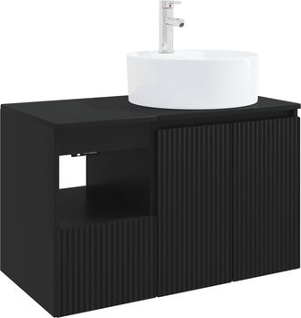 vidaXL Juego De Muebles De Ba&ntilde;o 2 Uds. Negro Madera De Ingenier&iacute;a Vidaxl