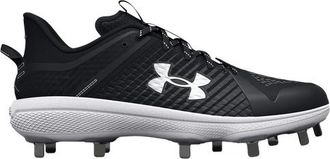 Under Armour Mens Yard Low MT - Baseball Shoes Black/Black/White Size 10.0