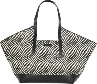Marni Spacious Zebra Print Shoulder Bag with Logo Emblem