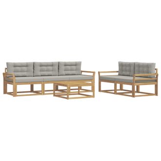 vidaXL Conjunto De Sof&aacute;s De Exterior 6 Pcs Blanco Y Gris Claro Vidaxl