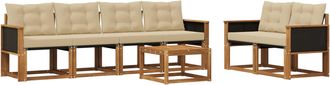 vidaXL Conjunto De Sof&aacute;s De Exterior 7 Uds. Natural Y Beige Vidaxl