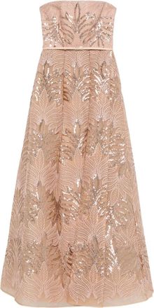 Elie Saab Abito con paillettes senza spalline - Rosa