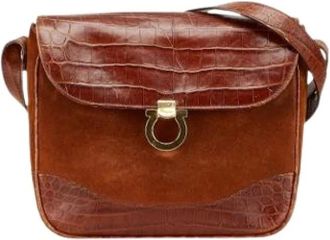 Ferragamo Pre-owned Cross Body Bags, female, Brown, Size: ONE SIZE Pre-owned Leather Crossbody Bag