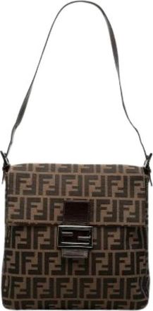 Fendi Pre-owned Vintage Canvas Shoulder Bag - Dames - Vintage Schoudertas - Bruin - ONE Size - Leer - Vintage