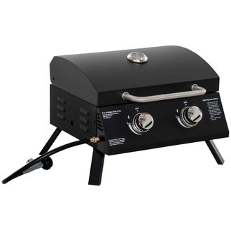 OUTSUNNY Barbecue A Gas Pieghevole Con Coperchio E 2 Bruciatori