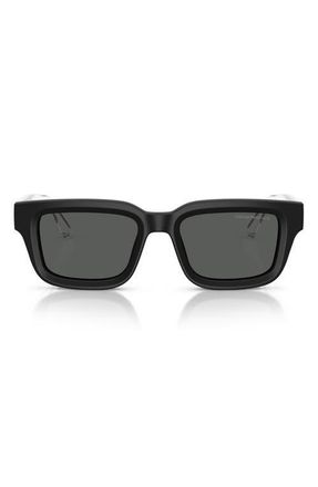 Emporio Armani 53mm Square Sunglasses in Matte Black /Dark Grey at Nordstrom