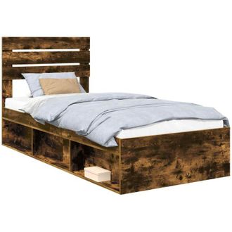 vidaXL Estructura De Cama Con Cabecera Roble Ahumado 75 X 190 Cm Vidaxl