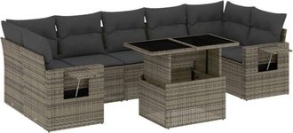 vidaXL Set De Sof&aacute;s De Jard&iacute;n Y Cojines 8 Piezas Rat&aacute;n Sint&eacute;tico Gris Vidaxl