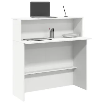 vidaXL Banco Reception Bianco 100x50x103,5 Cm In Legno Multistrato - Vidaxl