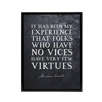 Artery8 Abraham Lincoln Vices Virtues Quote Framed Canvas Wall Art Print in Grey | Size: W24 x H32