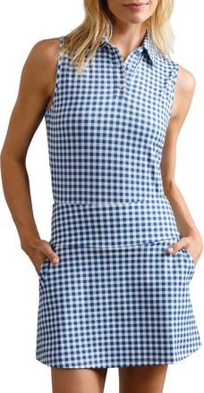 Rhone Court Gingham Sleeveless Polo in Deep Sea Blue Gingham at Nordstrom, Size Xx-Large